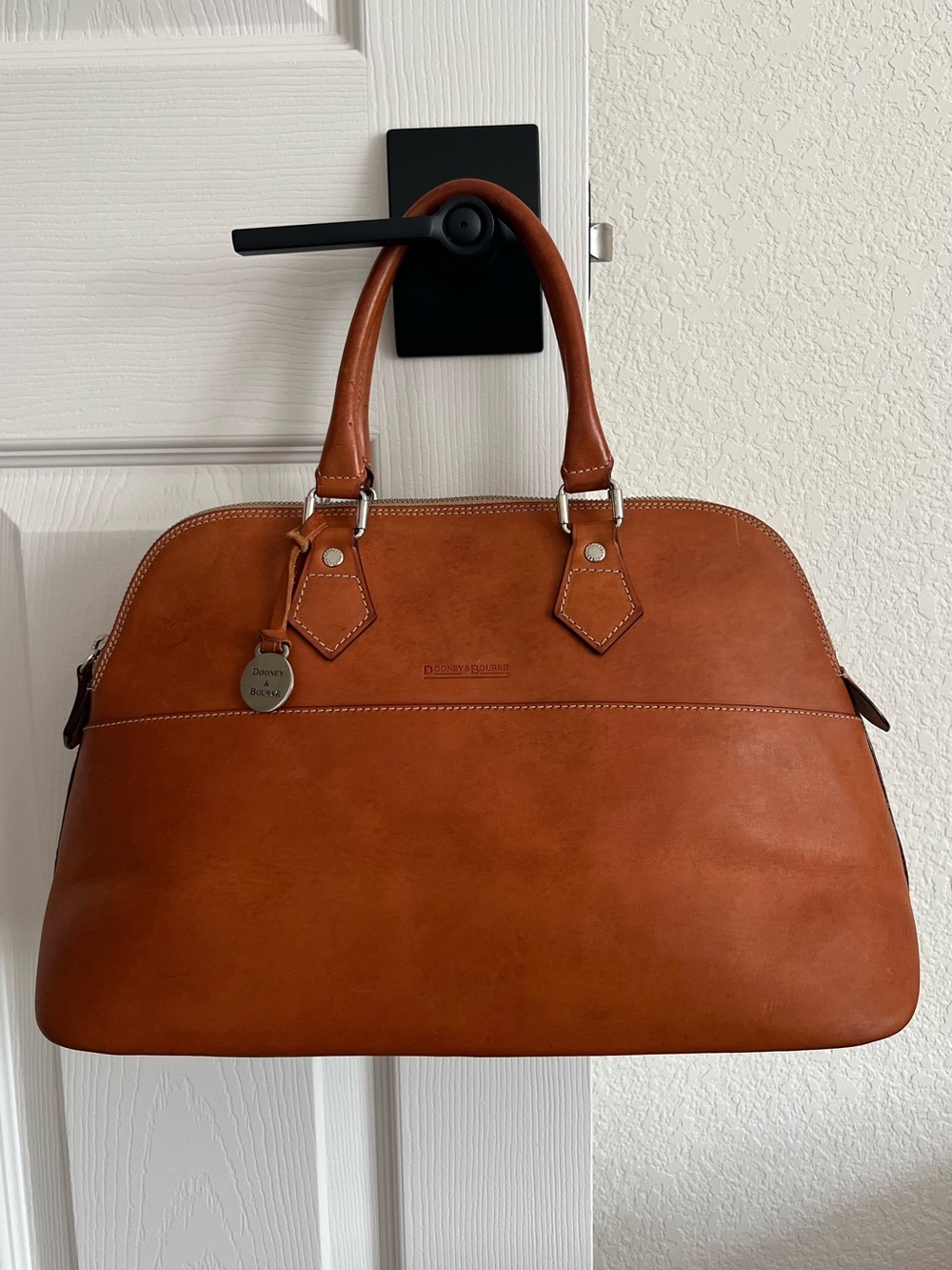 Dooney & Bourke Cognac Leather Satchel, Vintage Made in Italy